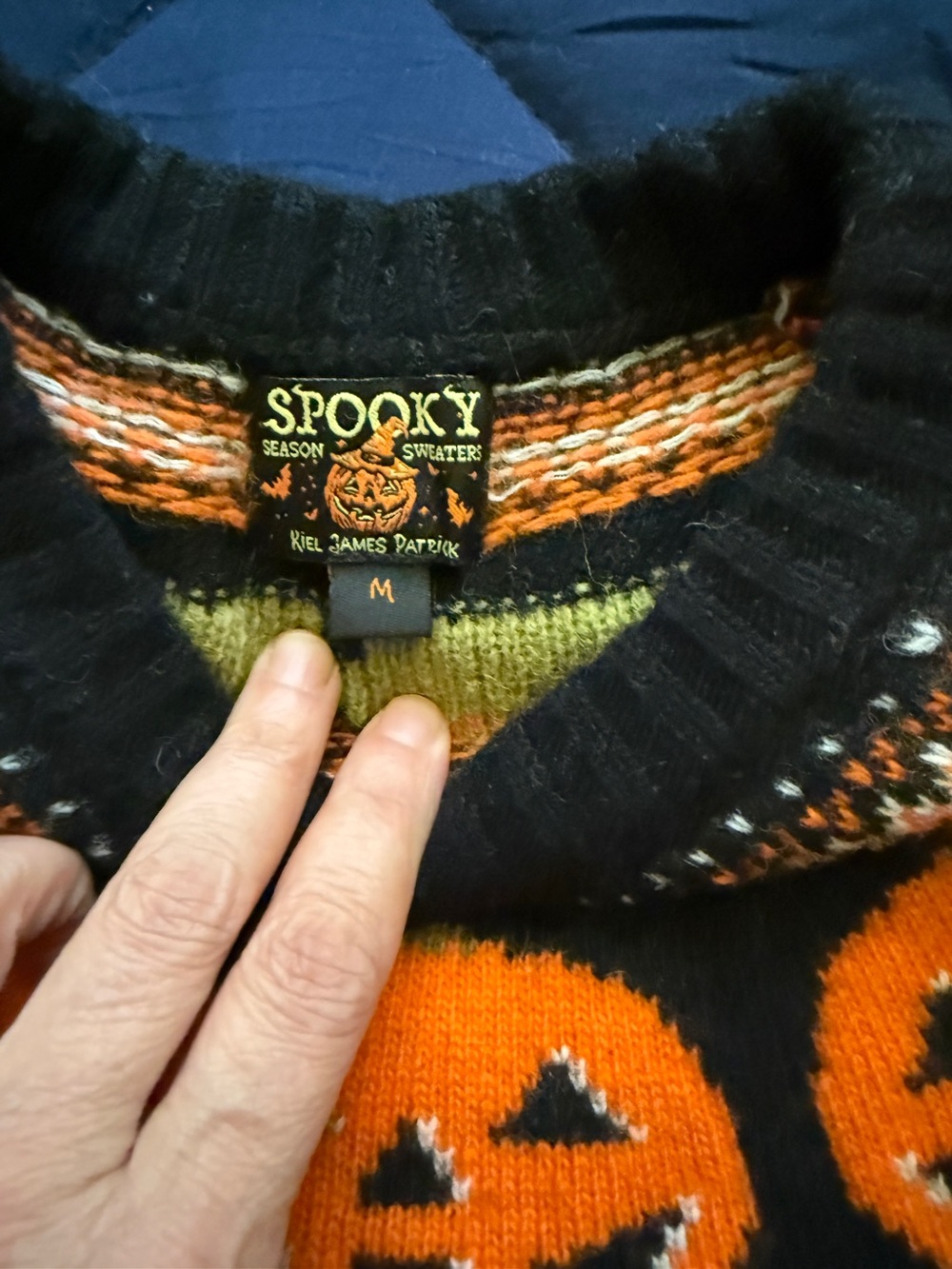 Women’s KJP Kiel James Patrick Wool Knit Pumpkin Halloween Sweater Medium - Picture 3 of 4